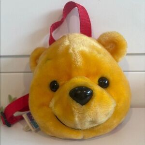 Vintage Winnie the Pooh Plush Backpack Disney Bag 6” Pooh Face Carrying Sack